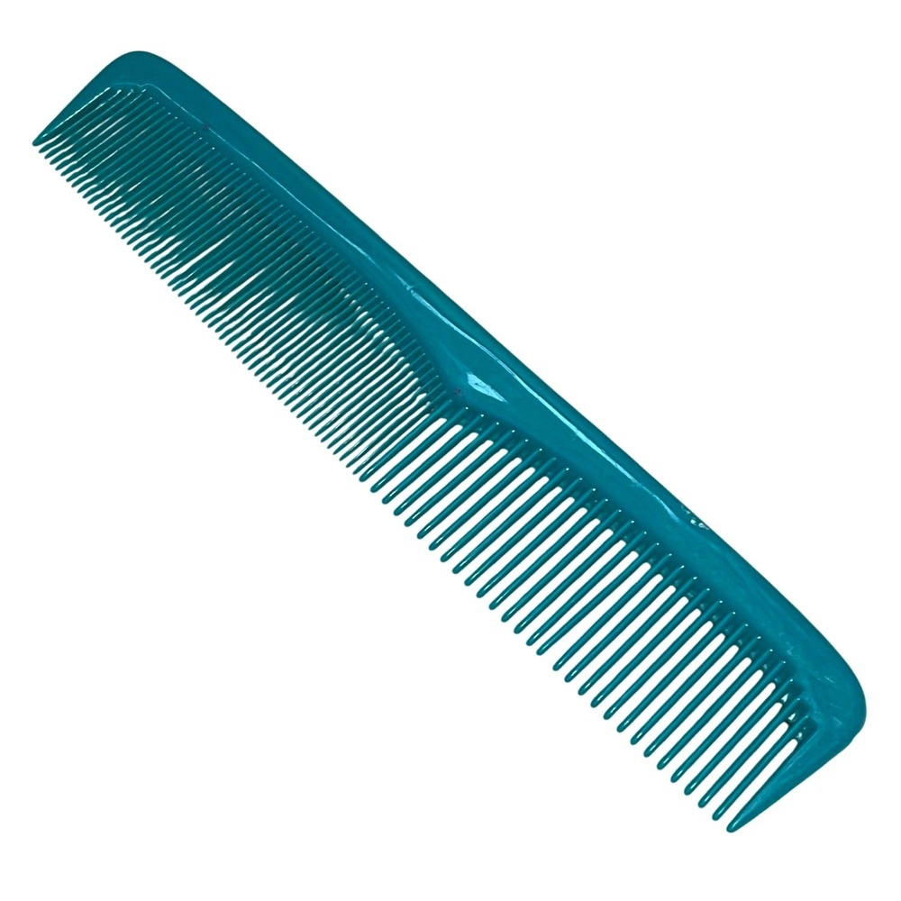 Vintage Green Teal Plastic Hair‎ Comb USA Wide Purse Pocket Unbreakable USED